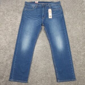 Levis Jeans Mens 38x32 Blue 505 Regular Straight Faded Stretch Denim Pants NEW